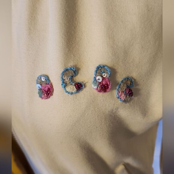 BCBGโMAX AZRIA Yellow Embroidered Zip Up Sweater - Size Large - Picture 6 of 15